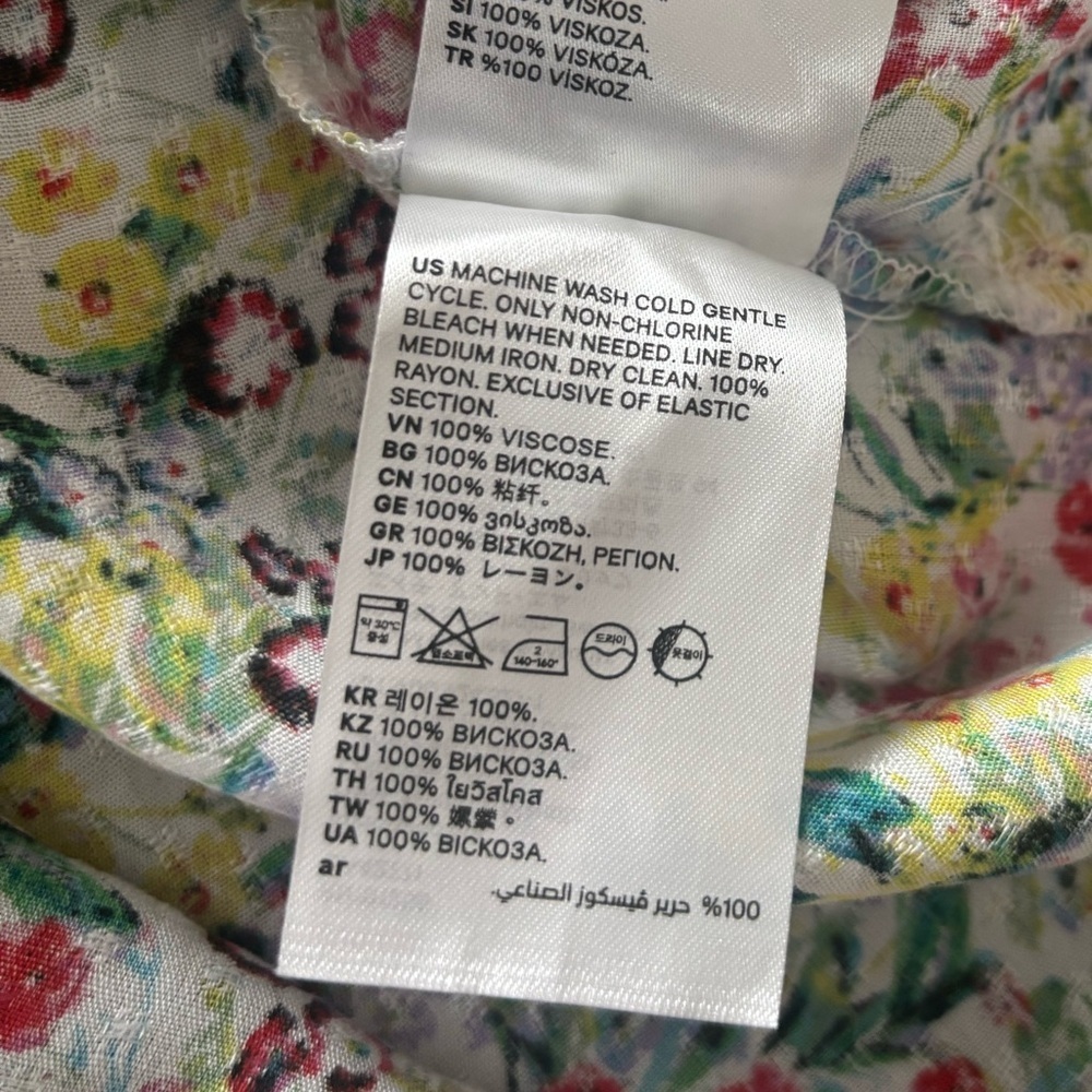 H&M MULTICOLOR FLORAL OFF THE SHOULDER CASUAL RELAXED STYLE TUNIC BLOUSE SIZE 14 - Picture 12 of 13